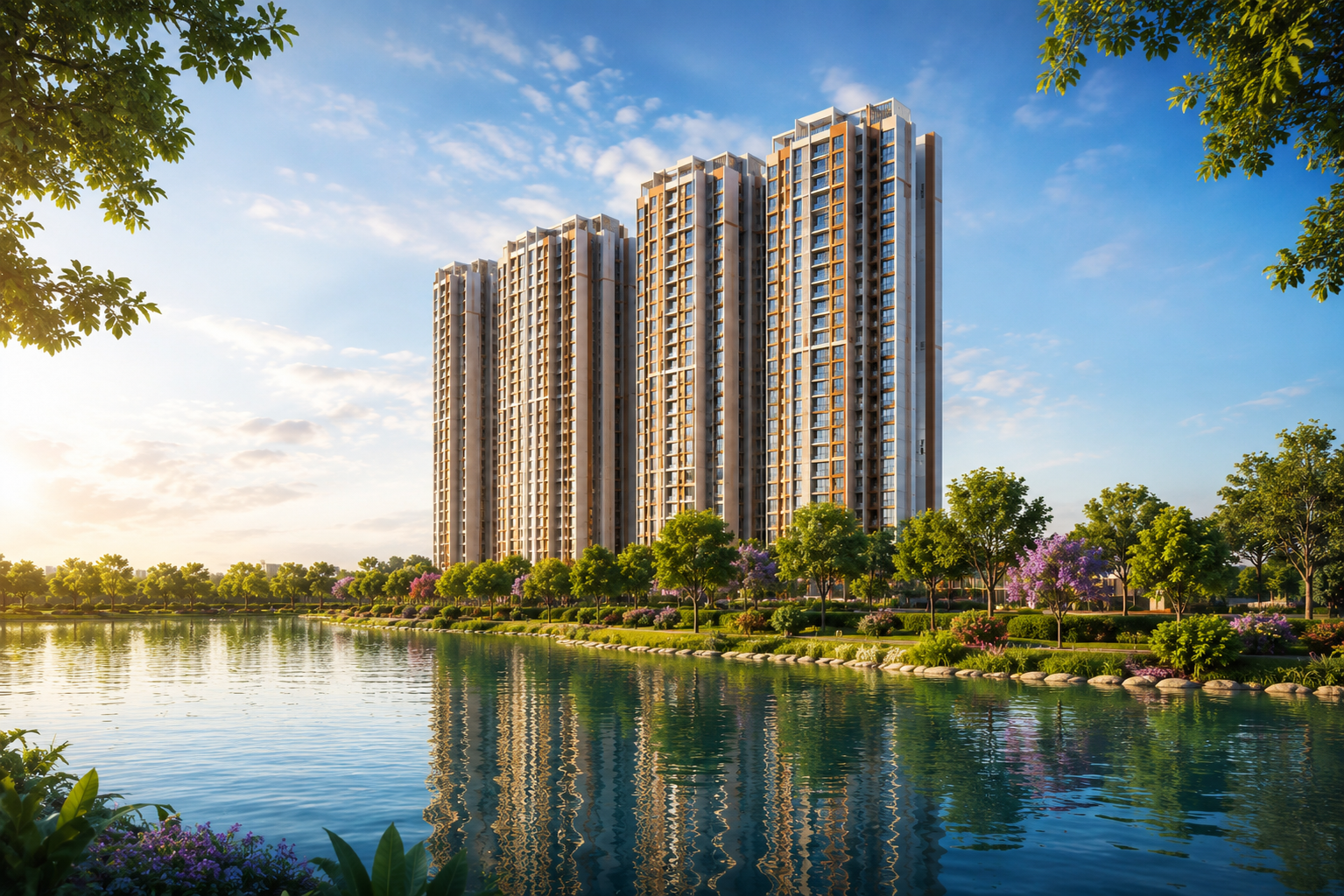 Mana Skanda township water features and scenic lake landscape with premium architecture
